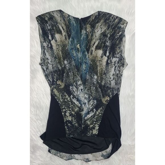 Helmut Lang|Silk Marbled Sleeveless Wrap Twist Top, MEDIUM - Picture 2 of 8